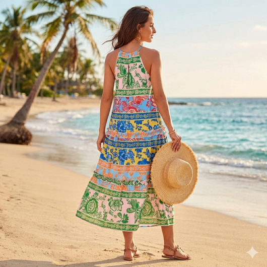 Boho Halterneck Beach Dress