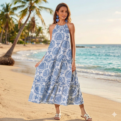 Boho Halterneck Beach Dress