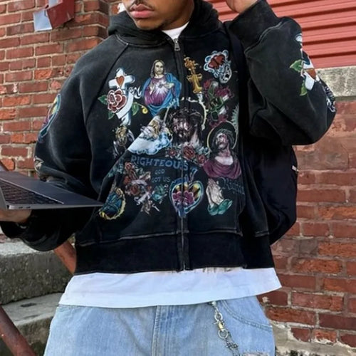 Risen King Graphic Print Hoodie