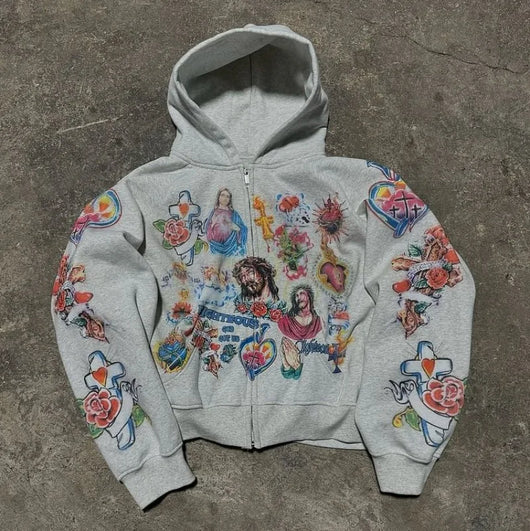 Risen King Graphic Print Hoodie