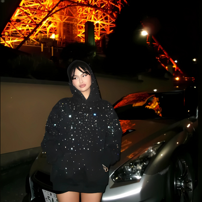 Premium Rhinestone Sparkle Hoodie — Y2K Streetwear | Unisex + Party Ready Look