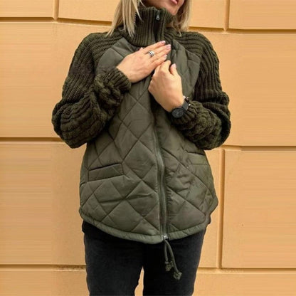 Knit Patchwork Puffy Jacket