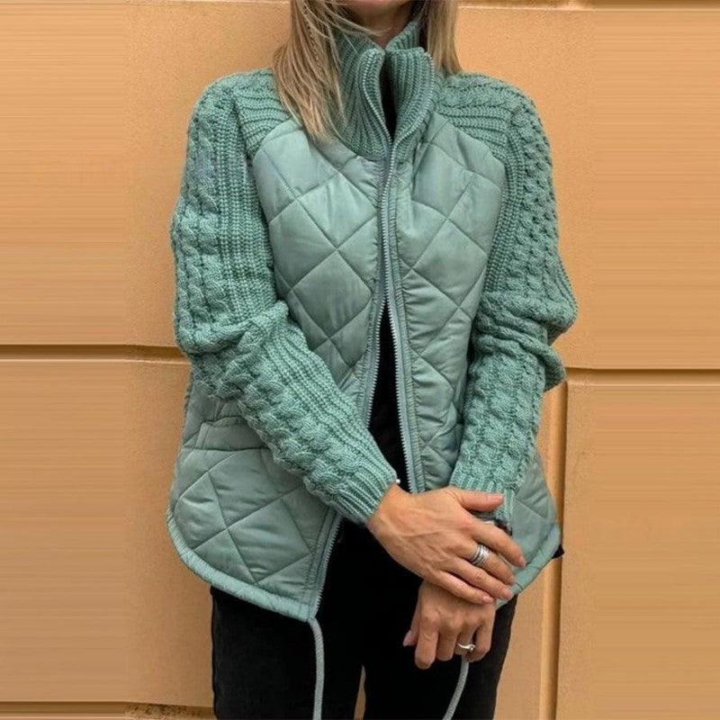 Knit Patchwork Puffy Jacket